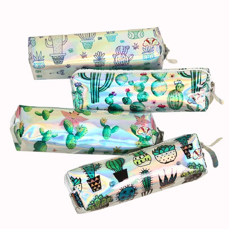 Cactus Laser Pencil case  School stationery storage bag Cute pen case kawaii pencil box for kids pen bag color pencil bag gifts