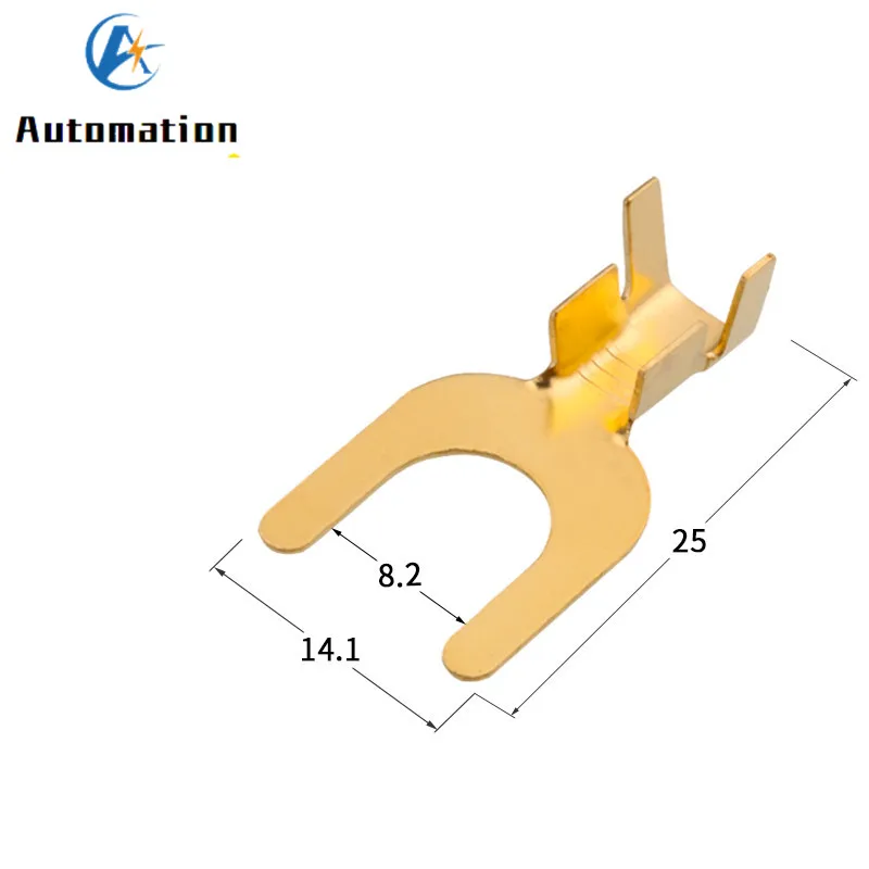 100pcs 4.2mm Fork Terminal Block Fork-shaped Bare cold-pressed Terminal U-shaped Y-shaped Lug Grounding Lug 3.2 4.2 5.2 6.2 8.2