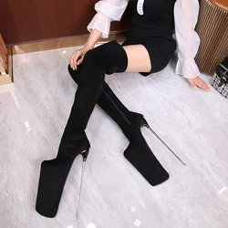 Crossdresser women's shoes Spring Autumn 30cm Thin High Heels zipper Pumps over-the-knee Motorcycle boots Female botas de mujer