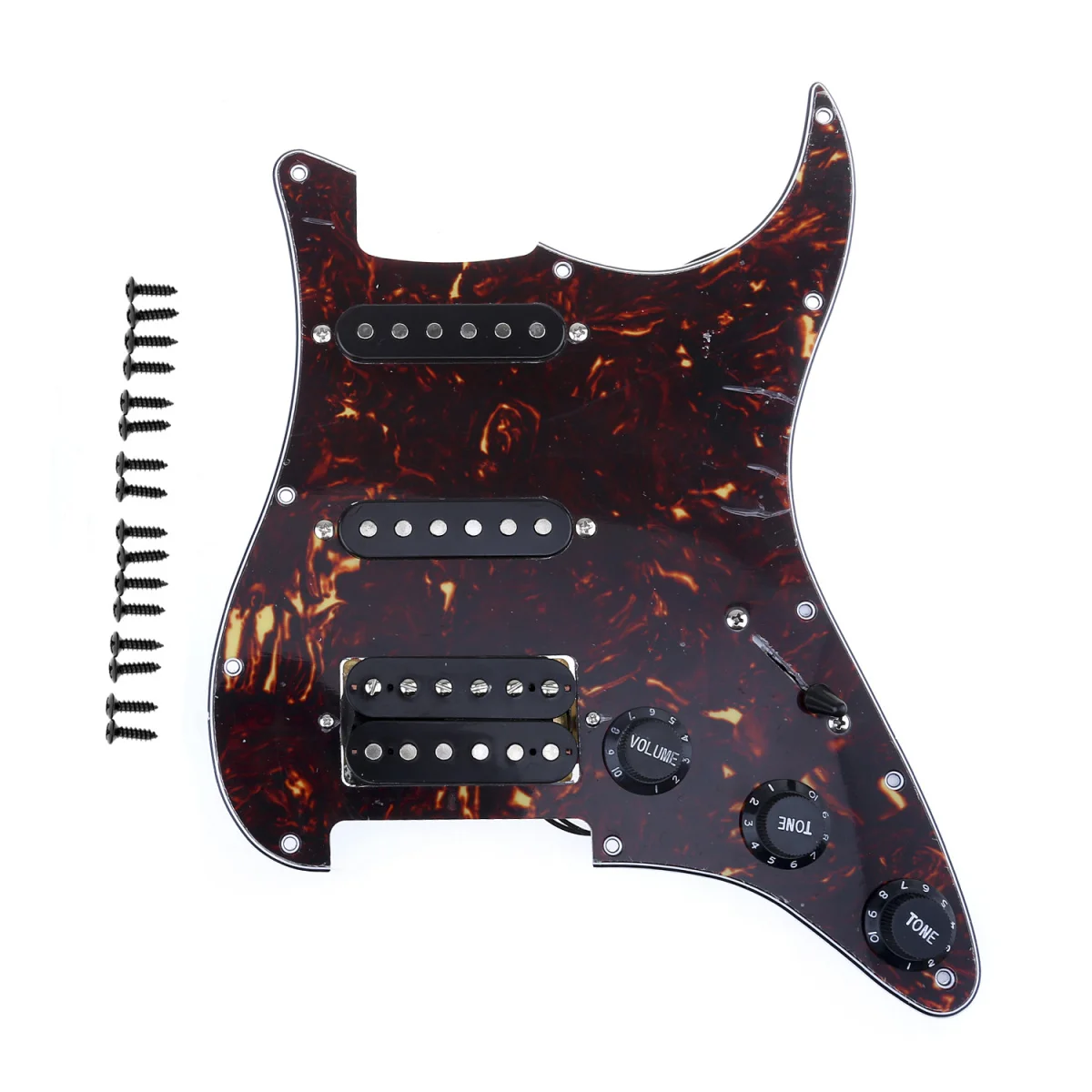 Musiclily 11 Hole Loaded HSS Prewired Pickguard with Pickups Set for Fender USA/Mexican ST Squier Guitar, 4Ply Tortoise Shell