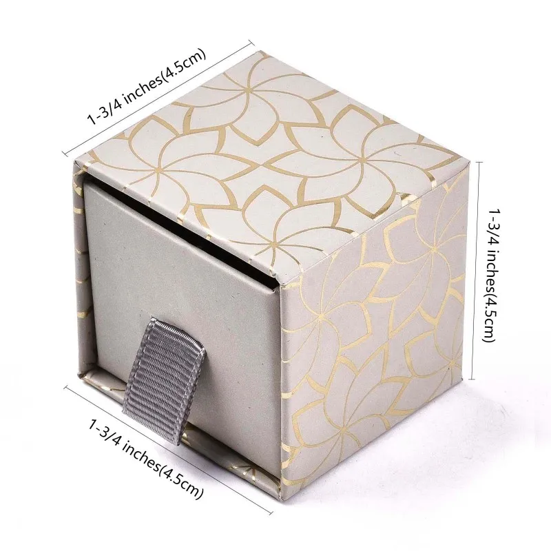 24pc Cardboard Jewelry Box Square Drawer Jewelry Organizer with Flower Pattern Pull-out Gifts Boxes for Ring Box Paper Container