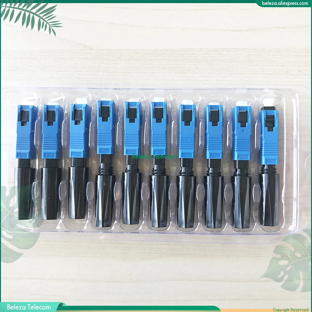 50pcs 100pcs 55mm sm fiber optic SC UPC Fast connector FTTH SCUPC Quick connector Fiber Optic Fast adapter Straight tail