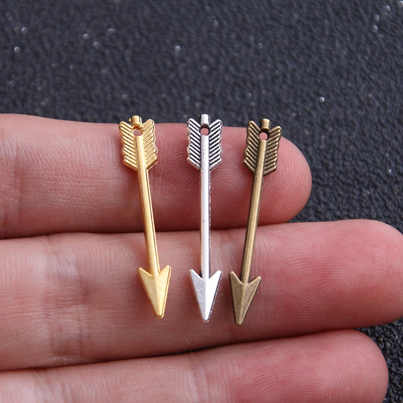 30PCS 5*30MM Three Colors Zinc Alloy mini Small Arrow Charms Diy Jewelry Findings Jewelry Accessories