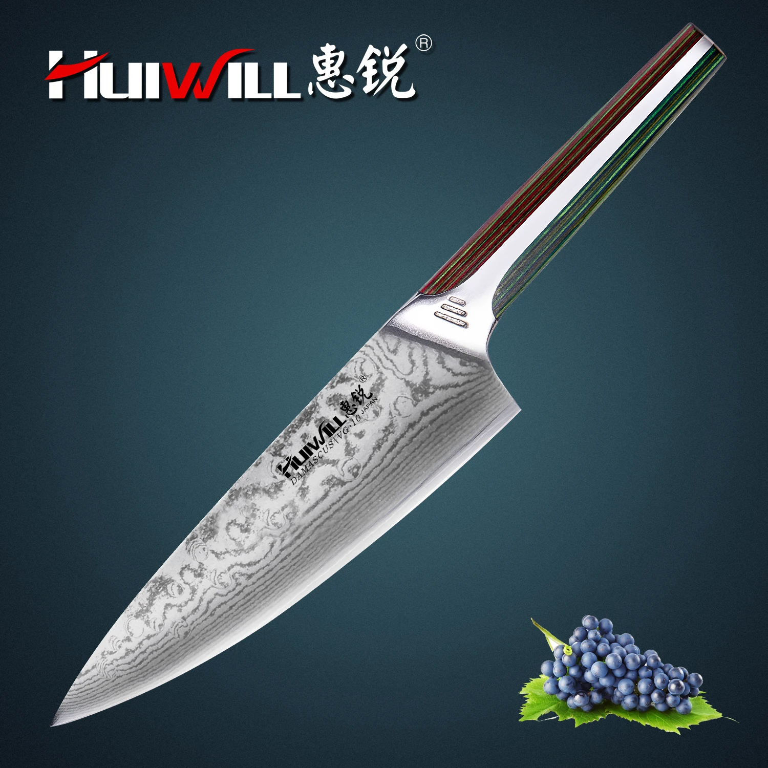 

2023 New!HUIWIL 67 Layers Japanese Damascus Steel Chef Knife Slicing Cleaver Kitchen Knife With Solidified Phoenix Wood Hand