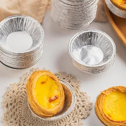 100Pcs Silver Aluminum Foil Tart Pan Disposable Mini Pie Tins Round Egg Tart Molds Pan Baking Foil Cake Cups for Kitchen