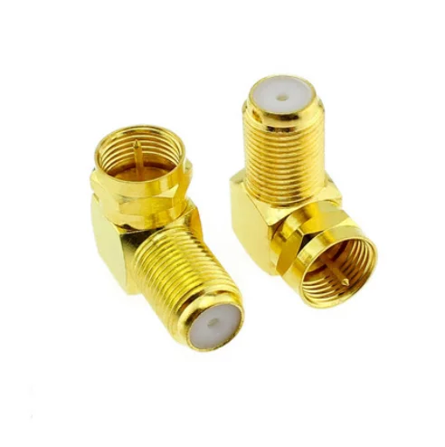 10pcs Copper Gold plated F Male to F Female 90 Degree Right Angle Adapter Coax TV F Connector