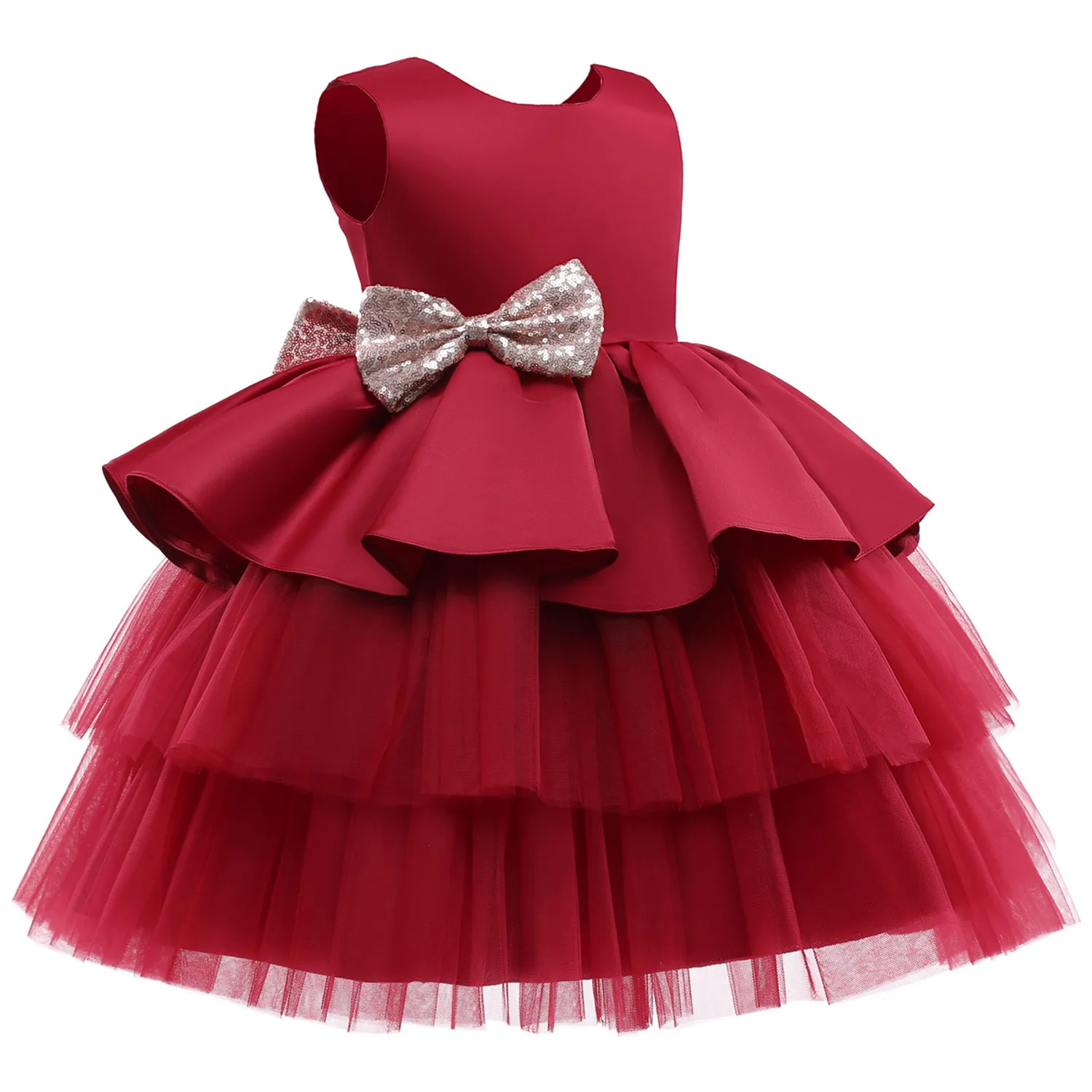 Flower Girl Dress Party Pageant  Dress Backless Bow Tulle Tutu Dress Toddler Girl Clothes Christening Gown 1 Year Birthday Dress