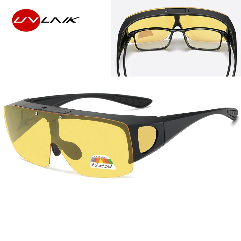 UVLAIK 2021 Flip Up Polarized Sunglasse Women Men Night Vision Goggles Glasses Outdoor Driving Photochromic Fit Over Sun Glasses