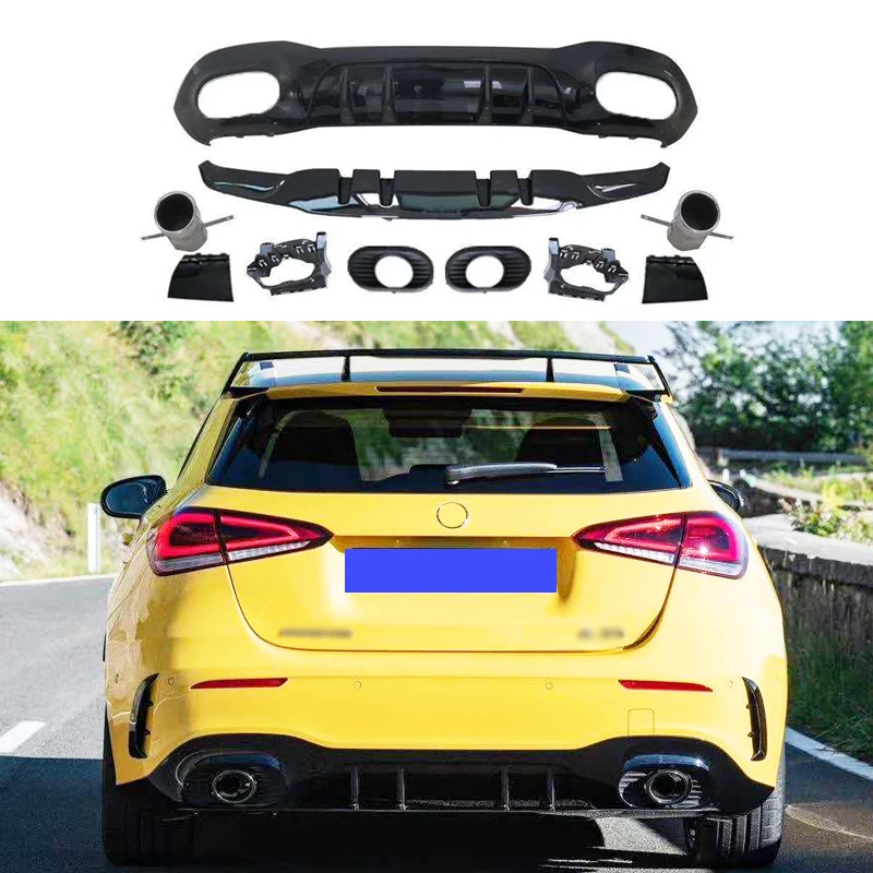 

Rear Diffuser for W177 2019-2020 A Class Sedan Hatchback A180 A200 A220 A250 PP Rear Bumper Lip Tail pipe A35L style A45 Look