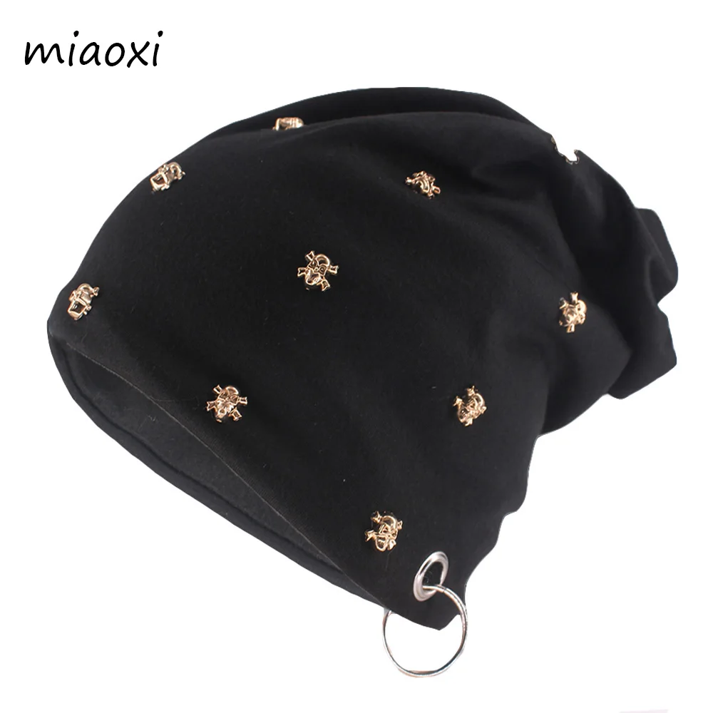 New Hip Hop Fashion Adult Winter Warm Beanies Skullies Casual Brand Golden Skull Women Hat Brand Outdoor Spring Autumn Bonnet