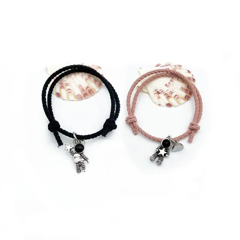 2Pcs/Set Couple Friendship Bracelets Charm Bangles Spaceman Bracelets For Women Men Hand Strap Rope Chain Jewelry Gifts