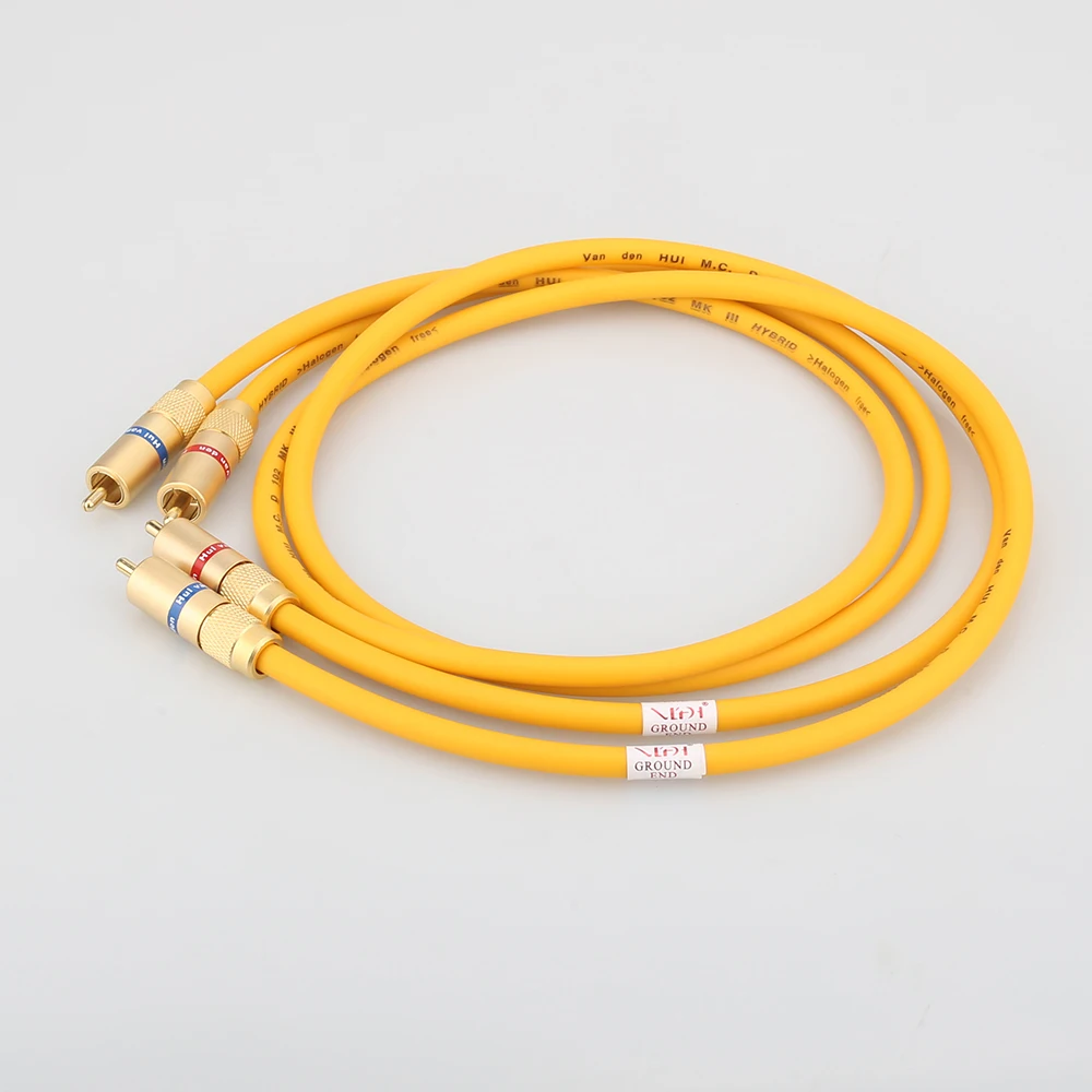 Pair Van Den Hul M.C D-102 MK III HYBRID (Halogen F) hifi Audio Cable with Gold plated RCA jack RCA to RCA VDH extension cable