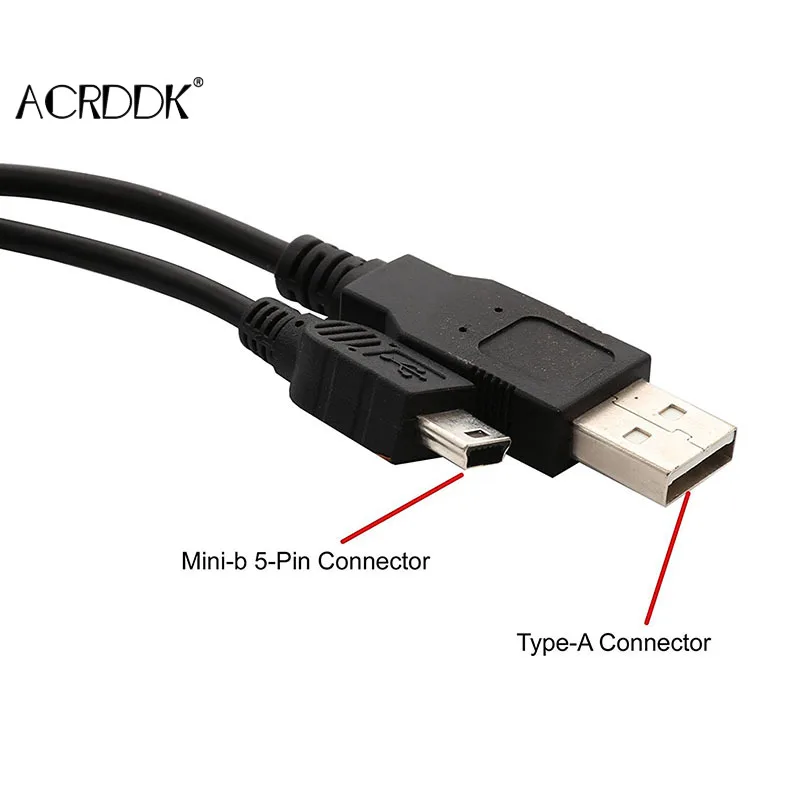 Dual USB 2.0 Type A to USB Mini 5-Pin Type B x1 Y Data & Power Cable FC