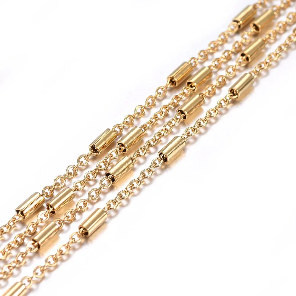 

10m/roll Handmade Stainless Steel Tube Beaded Link Chains for DIY Necklace Bracelet Anklet Jewelry Making Accessories