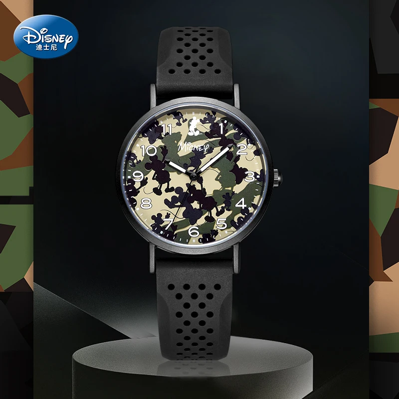 Disney Micky Outerdoor Military Camouflage Children Sport Student Wristwatch for Kids Clock Boys Kol Saati Mens Strap Wacht Gift