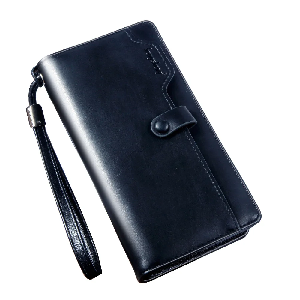 Men's Retro Brand Wallet Long Large Capacity Multi-function Mobile Phone Bag Multi-card Card Bag Zipper Buckle Wallet
