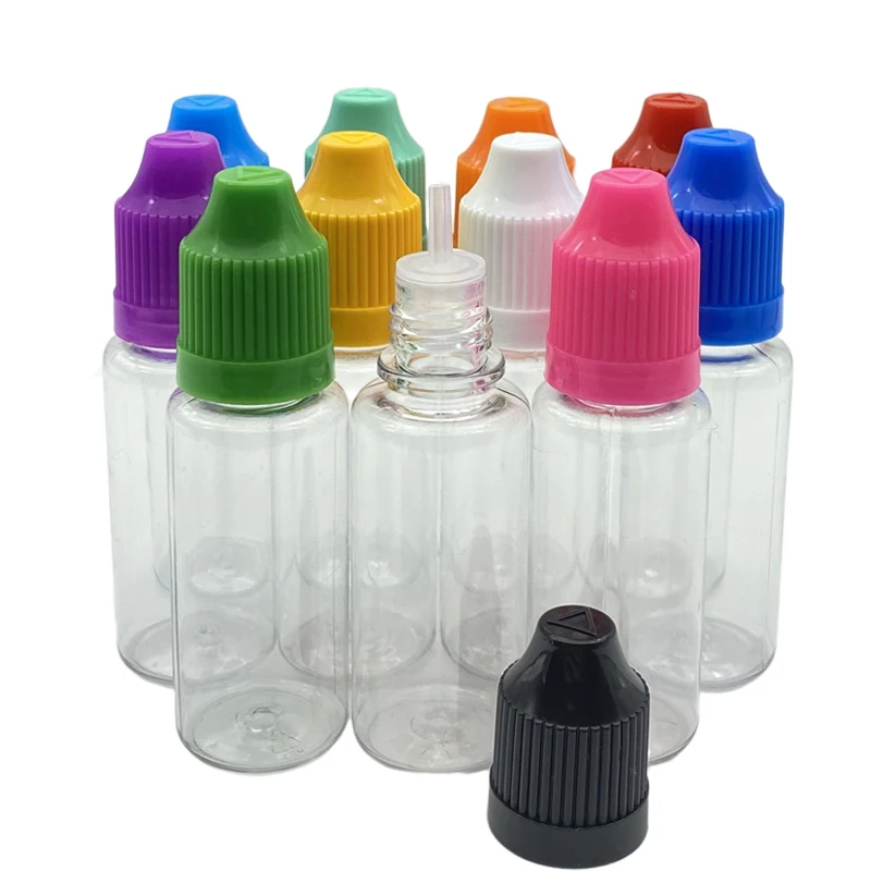 250pcs 15ml PET Hard Bottle Plastic Dropper Vial Empty Essential Oil Liquid Jar With Child Protection Cover And Long Tip