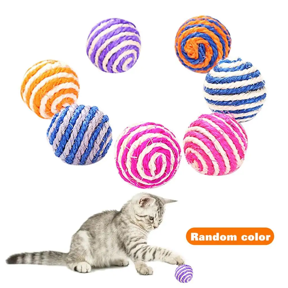 Natural Sisal Ball Cat Scratching Posts Toys Ball Mouse Style Cat Toys Interactive Pet Cats Scratching Board Random Color