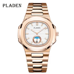 PLADEN Men's Watch Brand Fashion Rose Gold Watches For Man Luxury High Quality Stainless Steel Strap Wristwatch Top Selling 2022