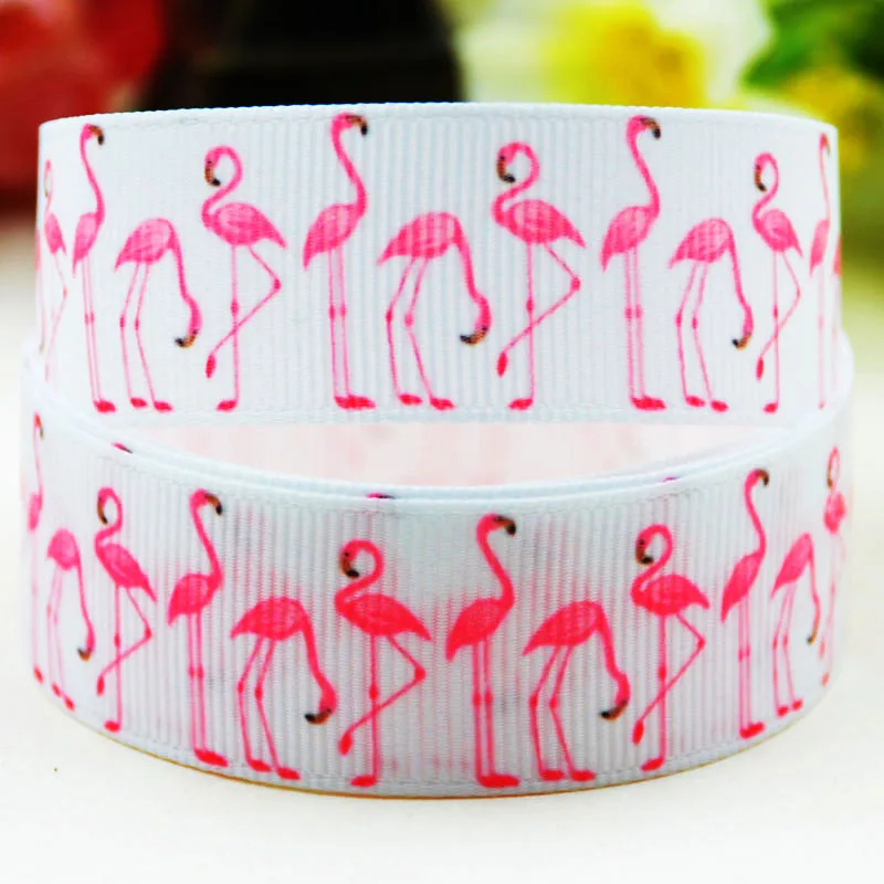 22mm 25mm 38mm 75mm Ruban Flamingo Cartoon Character printed Grosgrain Ribbon party decoration 10 Yards Mul111