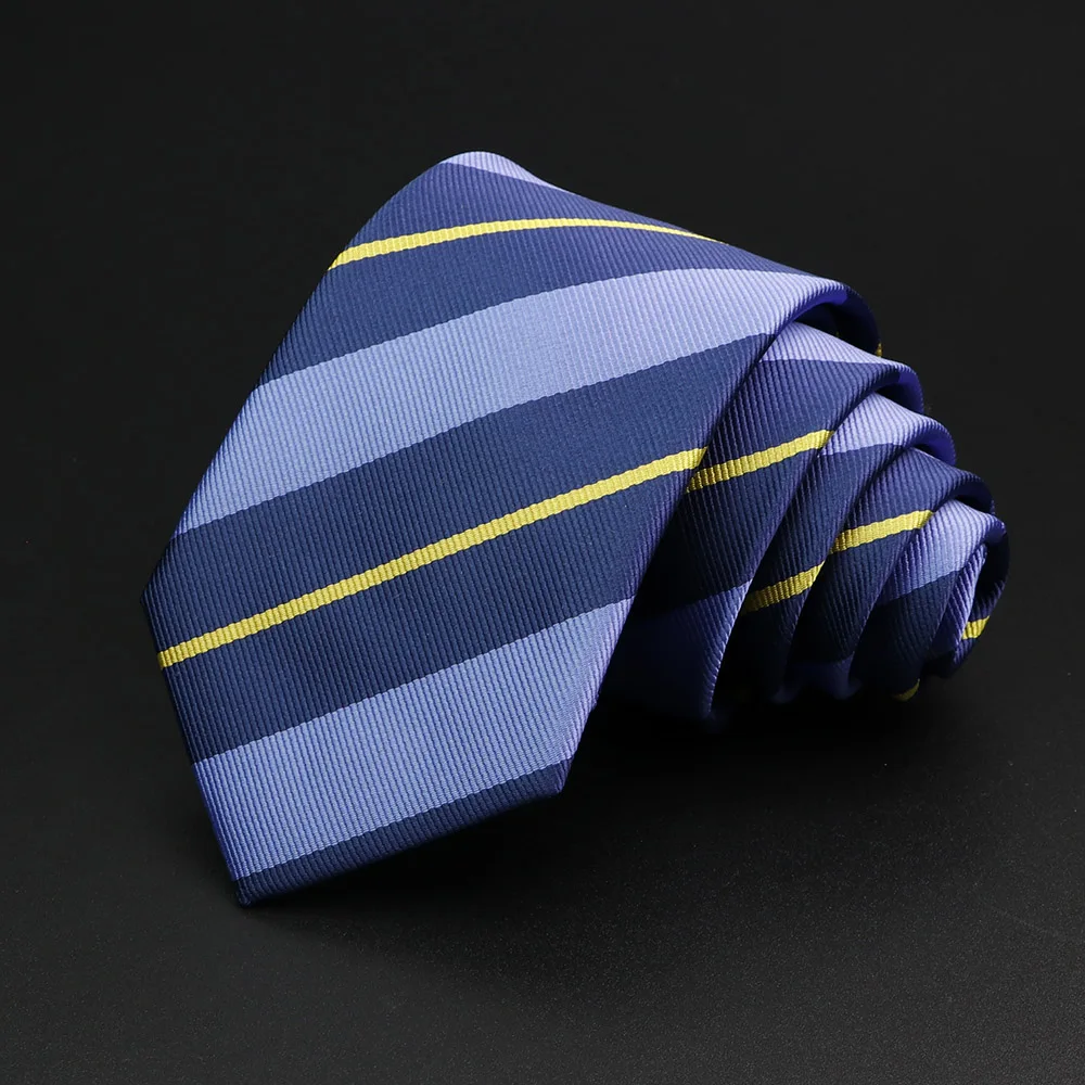 New Men\'s Tie Classic Stripe 7cm Jacquard Red Blue Green Necktie Daily Wear Cravat Wedding Party Dress Accessories Gift For Man