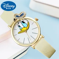 Disney Official Donald Duck Cartoon Lady Woman Fashion Casual Quartz Wristwatch Dazzeling Bling Rhinstone Cute Clock Waterproof