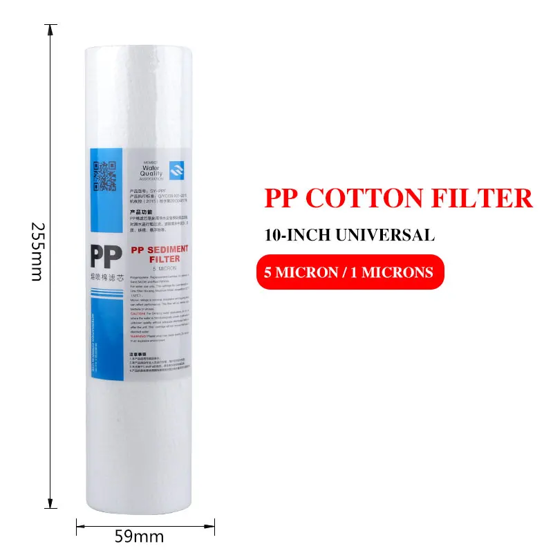 Pp Cotton Filter Flat Pressure Water Purifier 10 Inch 5 Micron Sediment Water Filter Cartridge Element Reverse Osmosis 130G