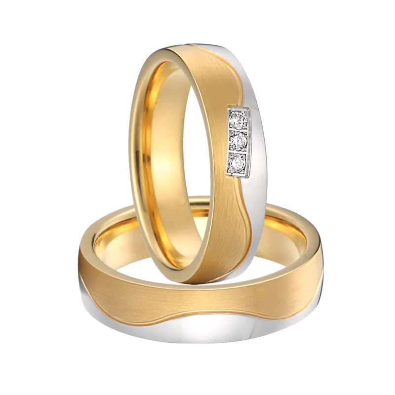 Anillos de Compromiso de boda para hombres y mujeres, Alianza de amantes, parejas, chapado en oro rosa de 14k, joyería de moda para damas, anillo de dedo