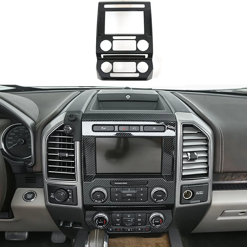 

For Ford F150 2015-2020 Car Pickup Interior Accessories 2Pcs Carbon Fiber Color Navigation Frame Panel Decoration Cover