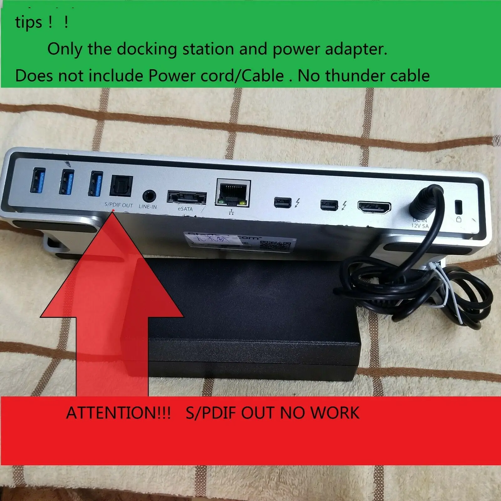 TB2DOCK4KDHC Docking Station for MAC WINDOWS StarTech thunderbolt 2  /  S/PDIF OUT NO WORK * No CABLE