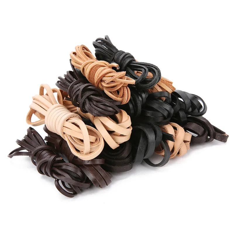 2meters 2mm 3mm 4mm 5mm 6mm 8mm Genuine Flat Leather Cord for Jewelry Making Cow Leather Rope String Bracelet Necklace Findings