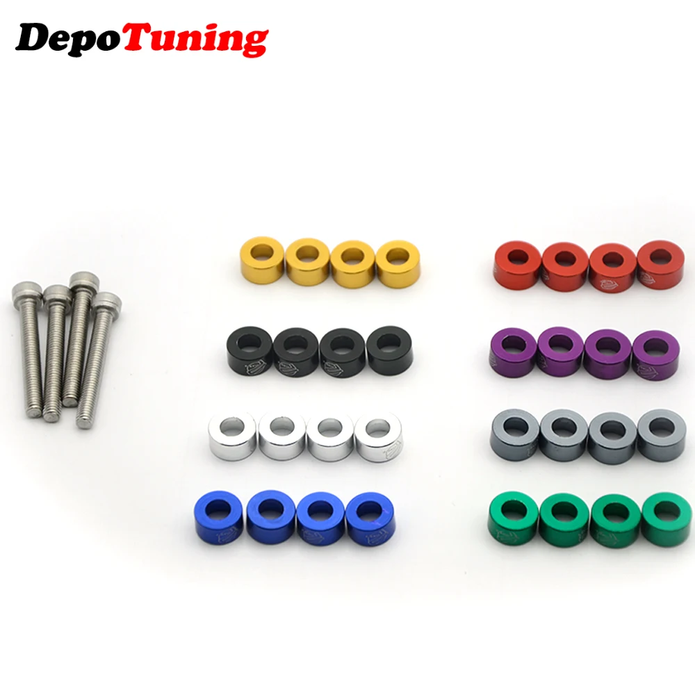 Aluminum 4pcs Engine Dress Up 6mm Metric Cup Washers Kit Fender Washer Cam Cap With Logo