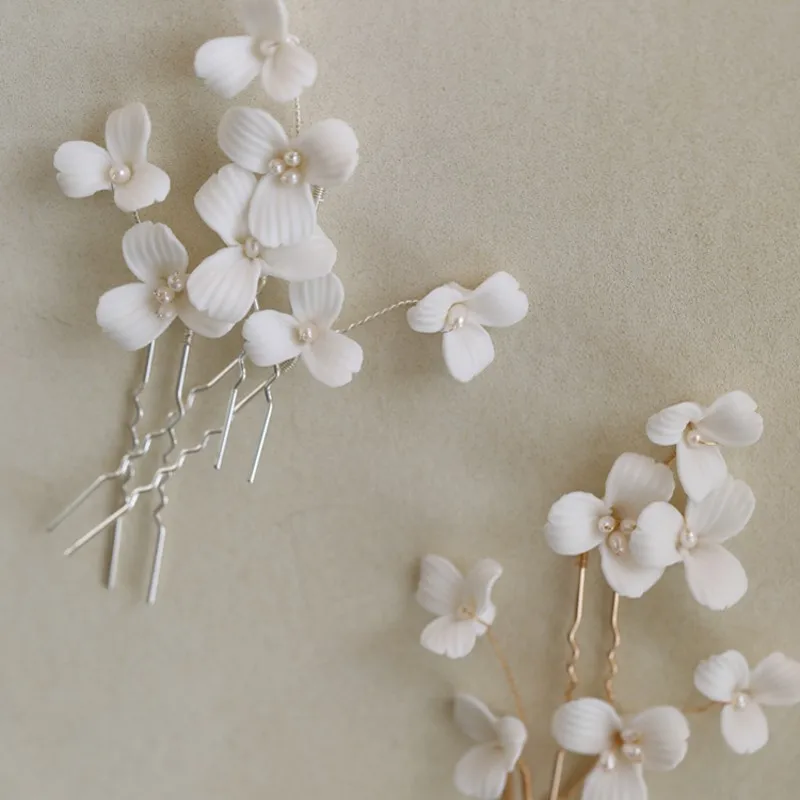 Épingles à cheveux pour patients, pièce de fleur, perles de document en or et argent, bijoux de mariage, épingle de corps faite à la main pour femmes