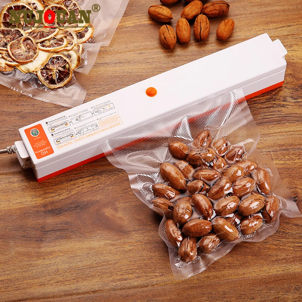 Aferidor ótimo máquina de embalagem de alimentos para uso doméstico filme aferidor do vácuo packer manter alimentos frescos 220v/110v dom livre 10 pces sacos de armazenamento