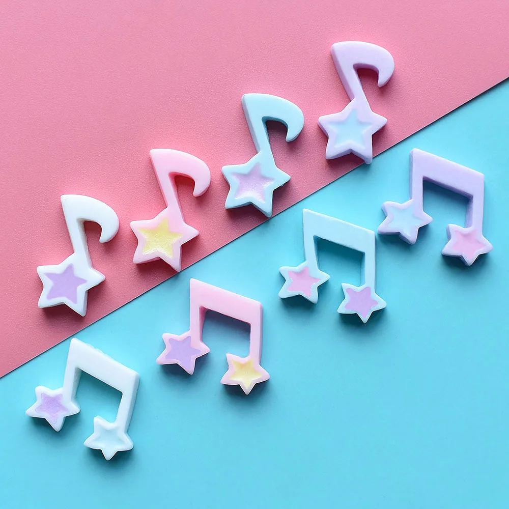 20Pcs Mini Cute Music Note FlatBack Resin Cabochon For Hair Bow Center Scrapbooking Phone Deco DIY Jewelry Charms Accessories