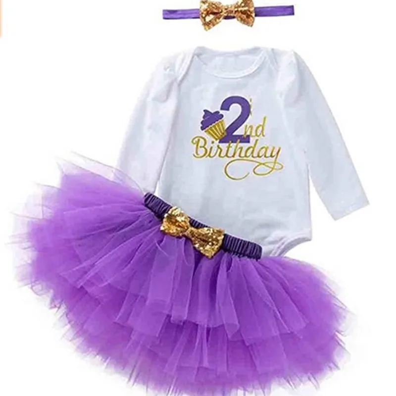 Vestidos de aniversário para bebês, roupas de verão, vestidos de baile, segunda criança, roupas de ano novo, 2 anos