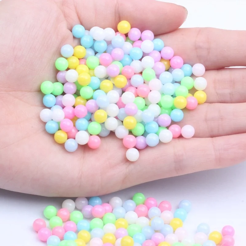 Acrylic non-porous round beads solid color solid plastic loose beads 3mm4mm5m DIY Christmas, wedding, clothing accessories