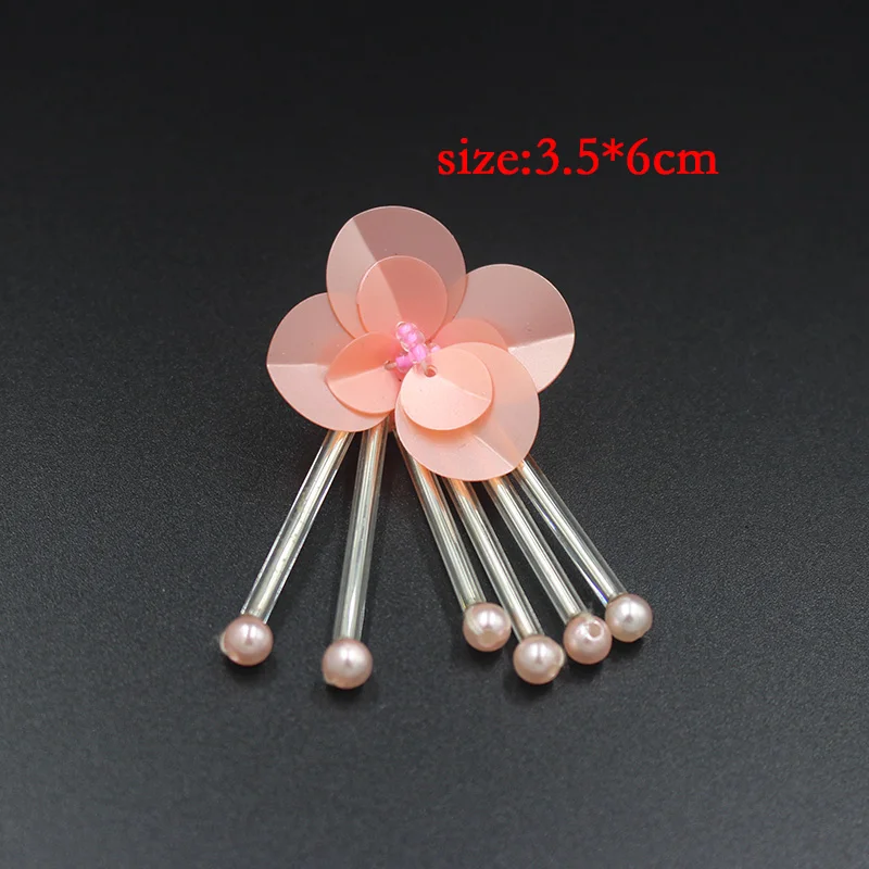 glass tube bead flower patches sequins flower cloth beads jewelry making beaded patches white green pink clothing accessories