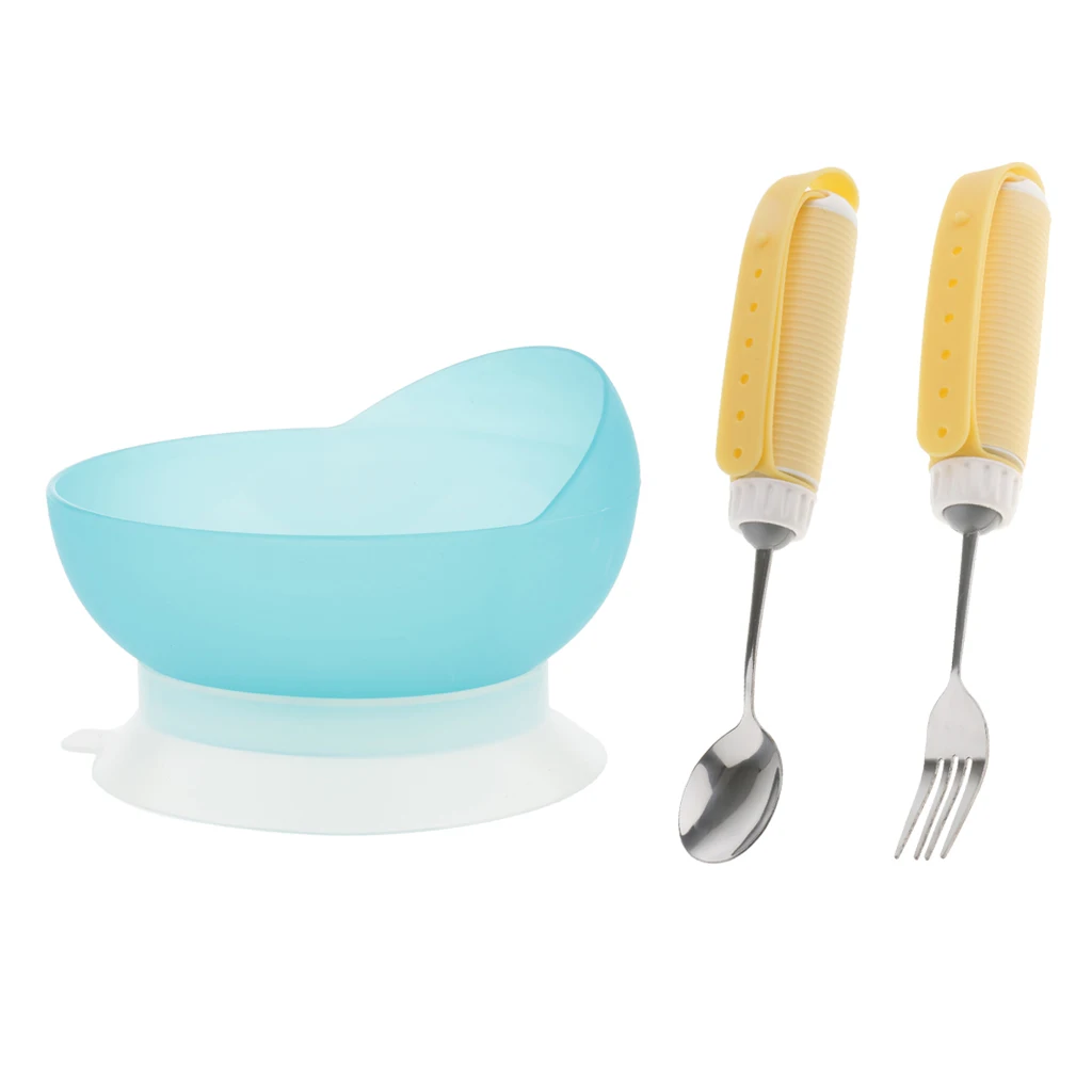 

3pcs/Set Rotating Utensil Eating Aids Spoon Fork Bowl Set for The Elderly Disability Accessories