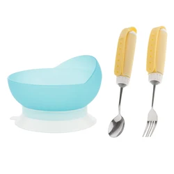 3pcs/Set Rotating Utensil Eating Aids Spoon Fork Bowl Set for The Elderly Disability Accessories