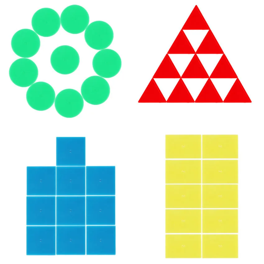 Juego de bloques de geometría para enseñanza, disco redondo, triangular y cuadrado, herramientas educativas de aprendizaje matemático, 80 unidades