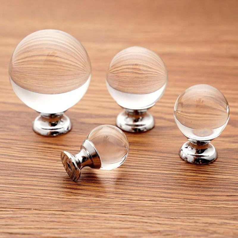 20-40mm Crystal Glass Ball Cabinet Drawer Pull Knobs Handles Dresser Drawer Kitchen Cabinet Pull Cupboard Handle Home Decor