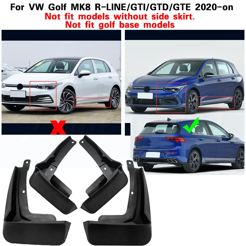 Flaps Mudflaps Splash Guards Front Rear Mud Flap Mudguards For VW Golf 8 MK8 R-Line GTI GTD GTE Hatch 2020 - 2022 Set Molded Mud