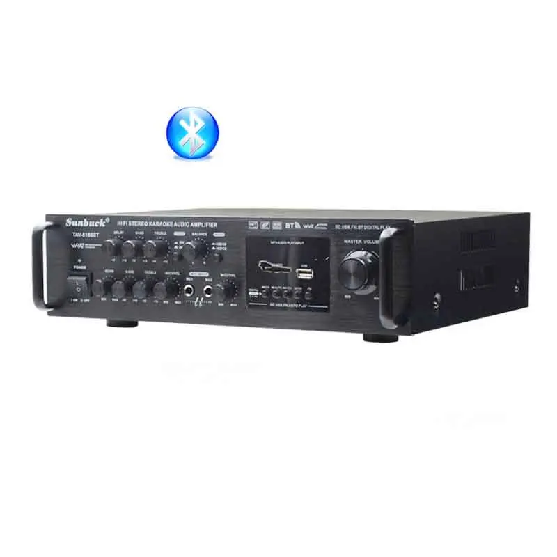 200W*2 Built-in Bluetooth Amplifier 12v 220v TAV-6188BT High Power Amplifier Card SD USB FM Home Audio Car Amplifier