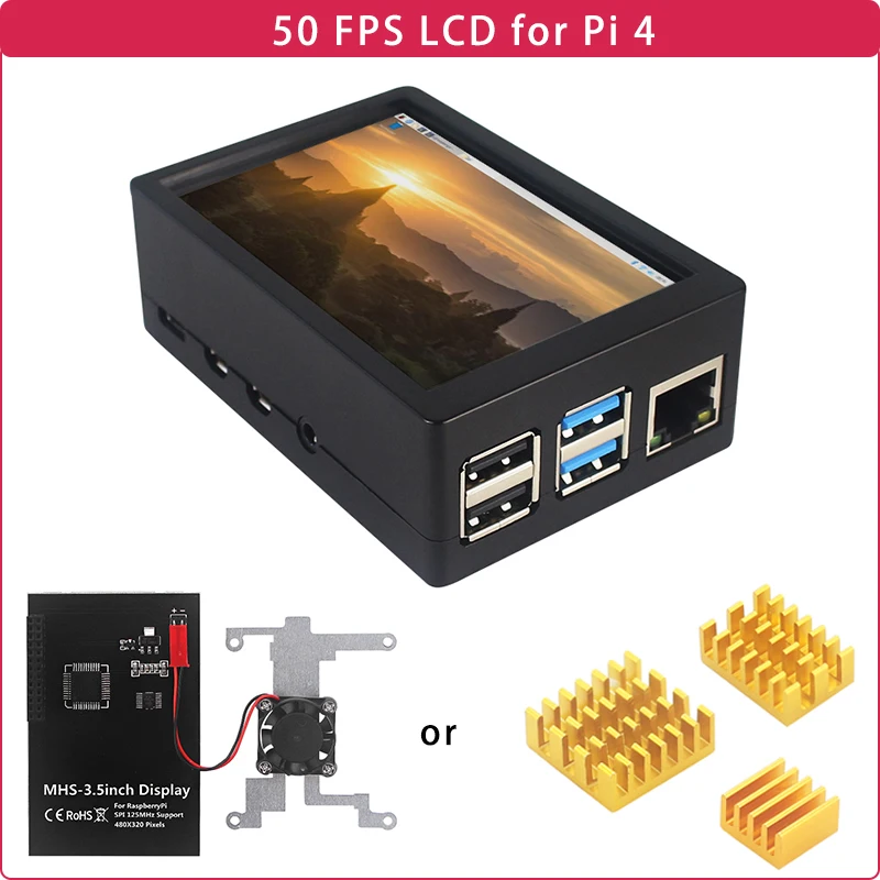 

Raspberry Pi 4 3.5 Inch Touch Screen 50 FPS Display MHS LCD with ABS Case Cooling Fan Heat Sink for Raspberry Pi 4 Model B