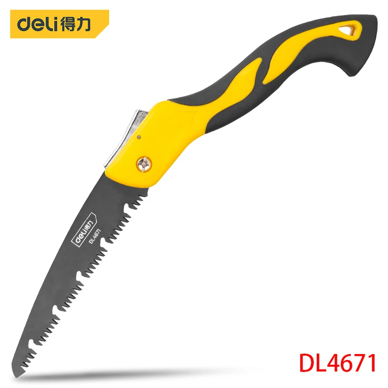 

Deli DL4671 7“ Folding Saw SK5 Hacksaw Blade Used For Cutting Solid Wood, Field Branches, PVC Pipes, Bamboo, Etc.Camping Tools