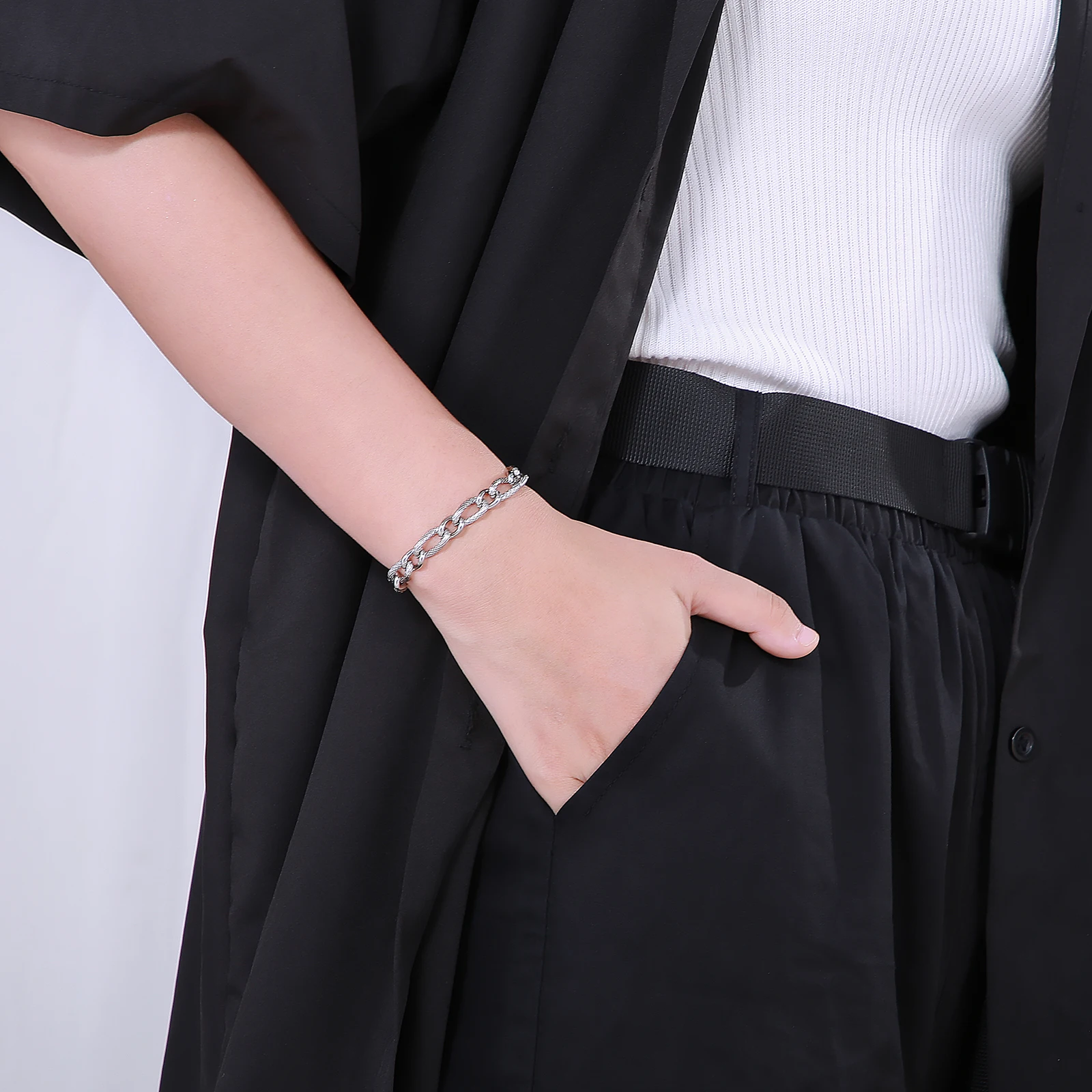 7mm Width 3 Styles New Chain Bracelet Stainless Steel Boho Thick Link Chain Bracelet Women Gift New Fashion