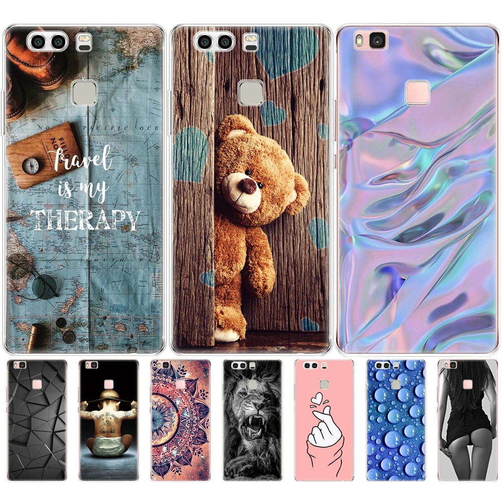 cover phone case for huawei P9 LITE PLUS 2016 soft tpu silicon back cover 360 full protective printing transparent coque