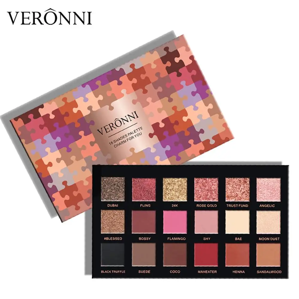 VERONNI Eyeshadow Makeup Palette Glitter Palette 18 Color Eyeshadow Pallete Waterproof Matte Eyeshadow Shimmer Cosmetics тени