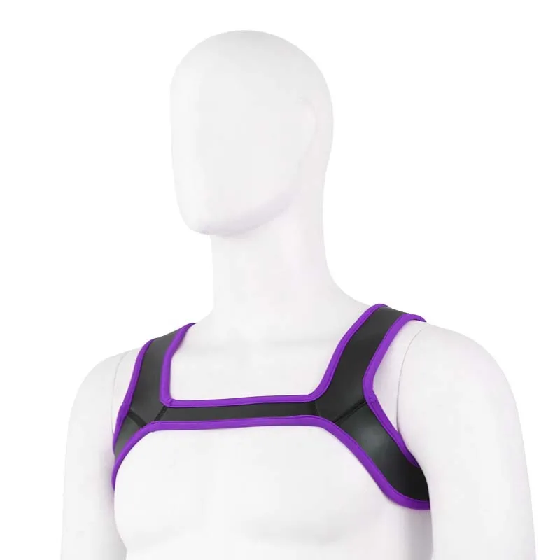 Neoprene Fetish Harness Men BDSM Gay Chest Harness Belts Punk Rave Body Bondage Clothing Sexy Male Crop Tops for Puppy Play